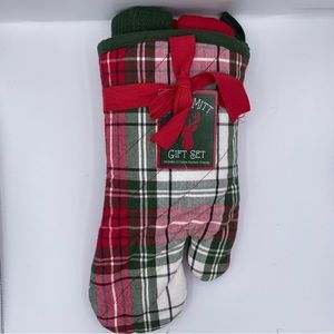 Mitten/2kitchen towels gift set plaid print